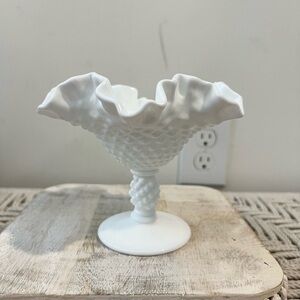 Elegant White Hobnail Glass Vase